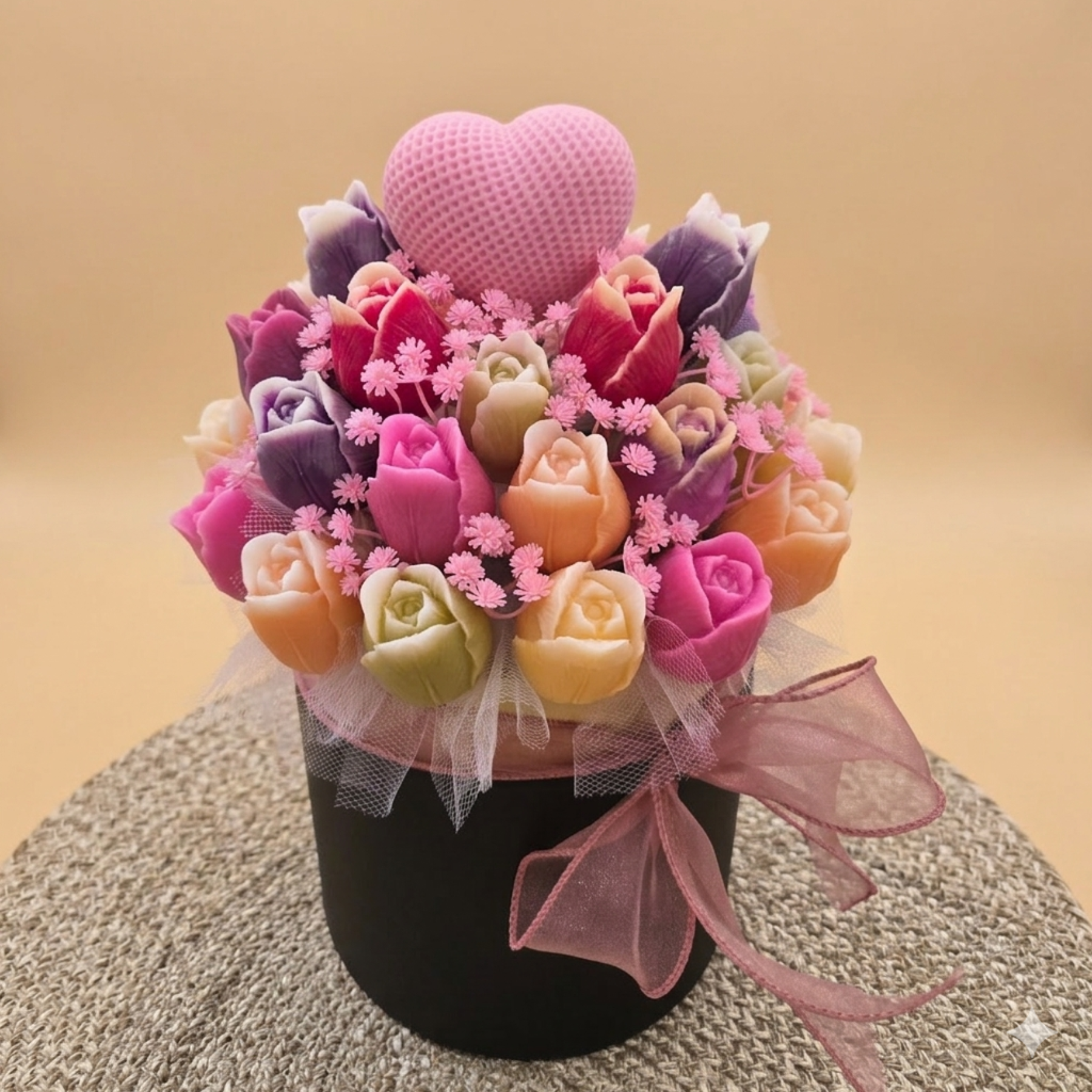 Medium Tulip Candle Bouquet – Cucumber Melon Scent | Traditional Wick or Wickless Option