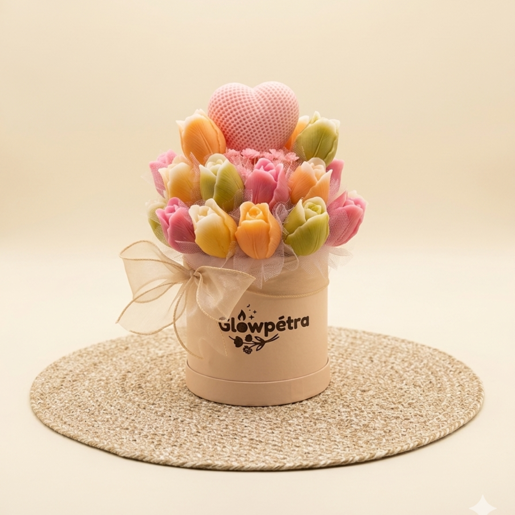 Small Tulip Candle Bouquet – Cucumber Melon Scent | Traditional Wick or Wickless Option