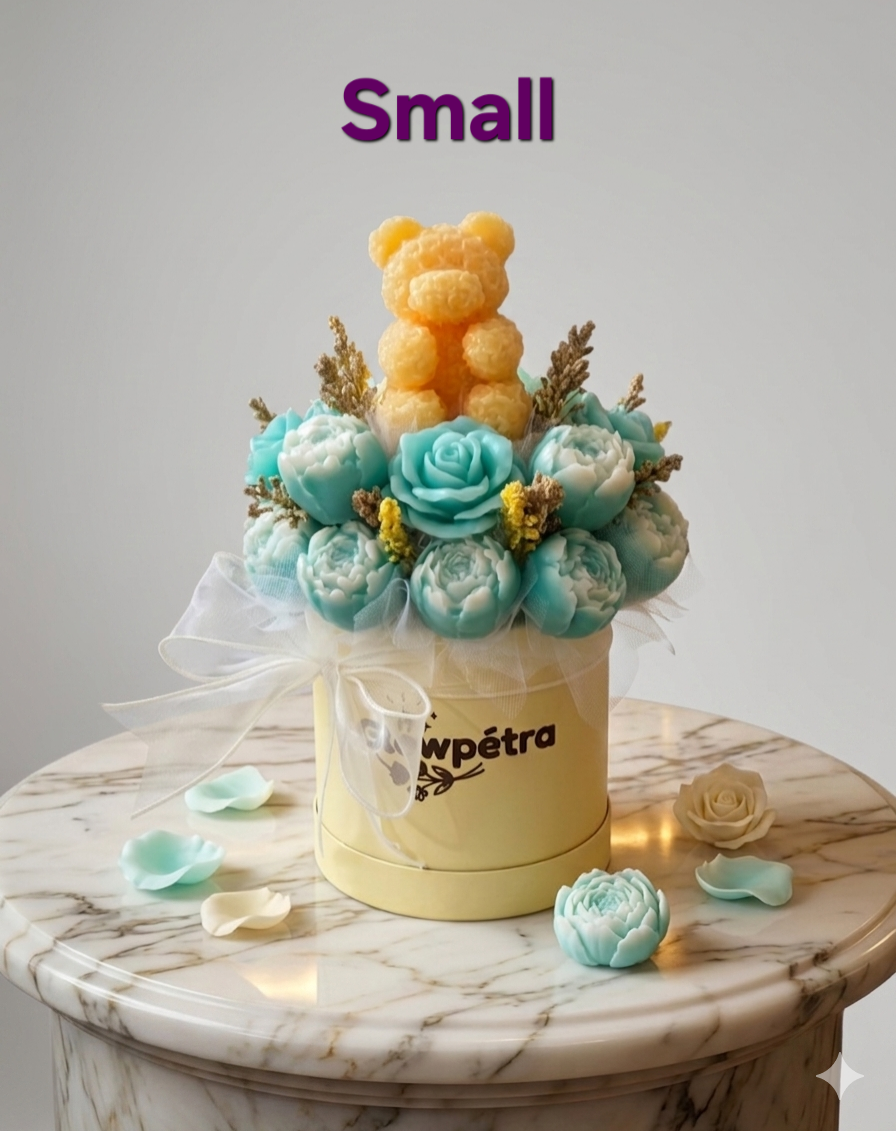 The Signature Rose Glow Candle Bouquet – Small Size | Rose Scent | Traditional Wick or Wickless Option