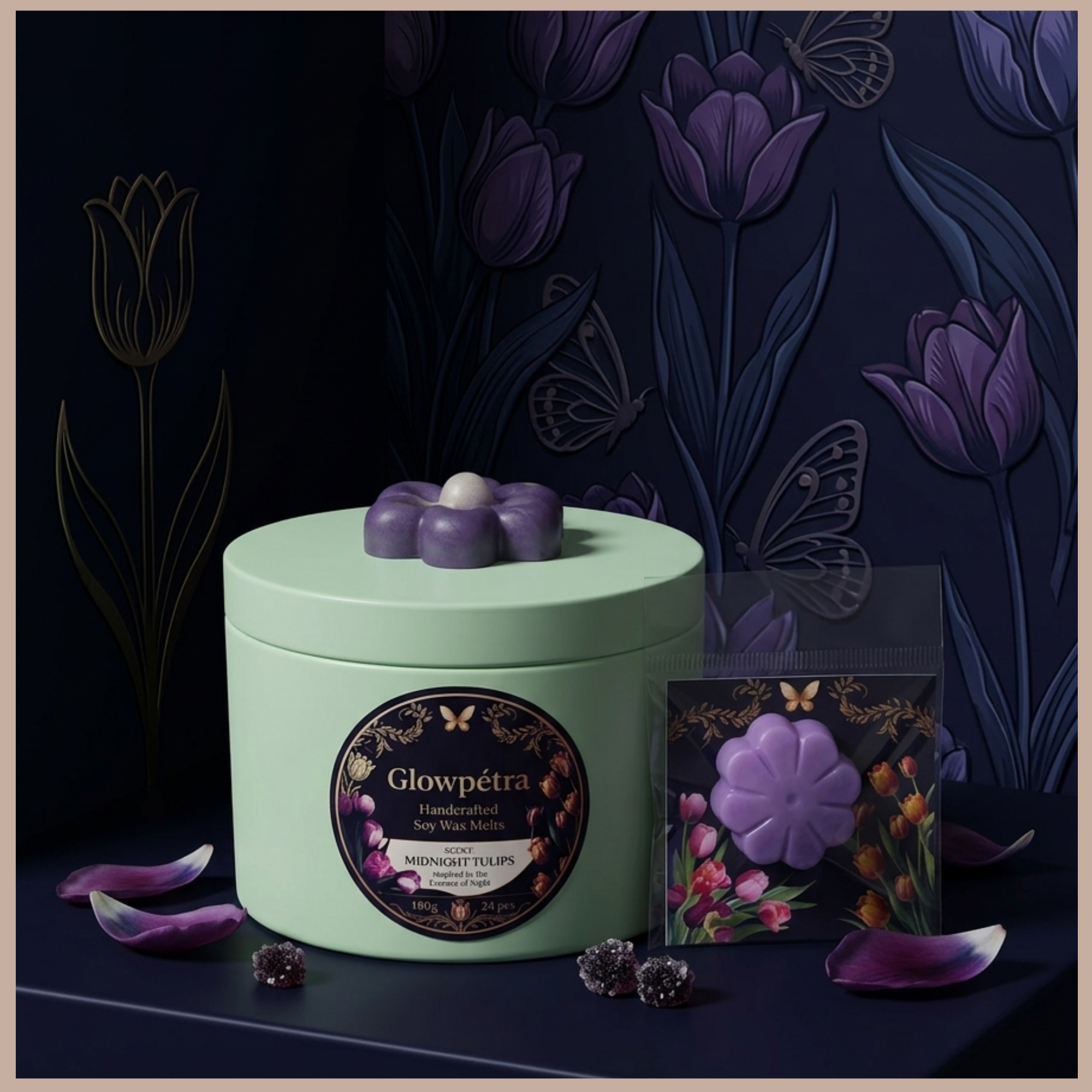 Midnight Tulips Scented Wax Melts | Premium Soy Wax | Hand Poured by Glowpétra