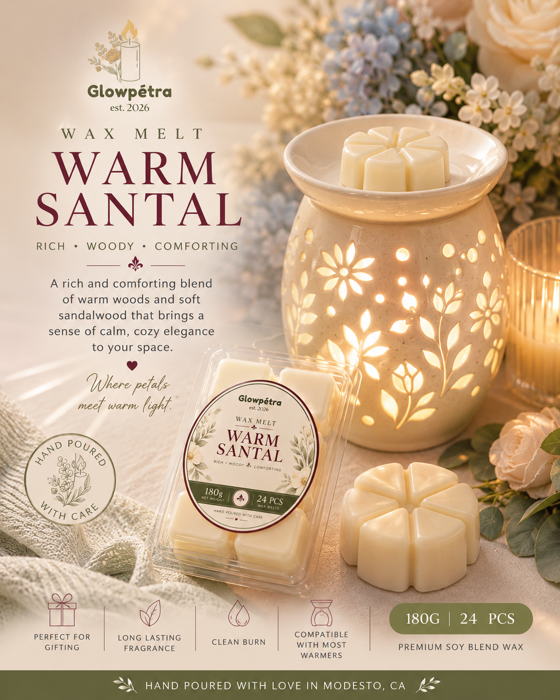 Warm Santal Wax Melts – Luxury Scented Wax Melts